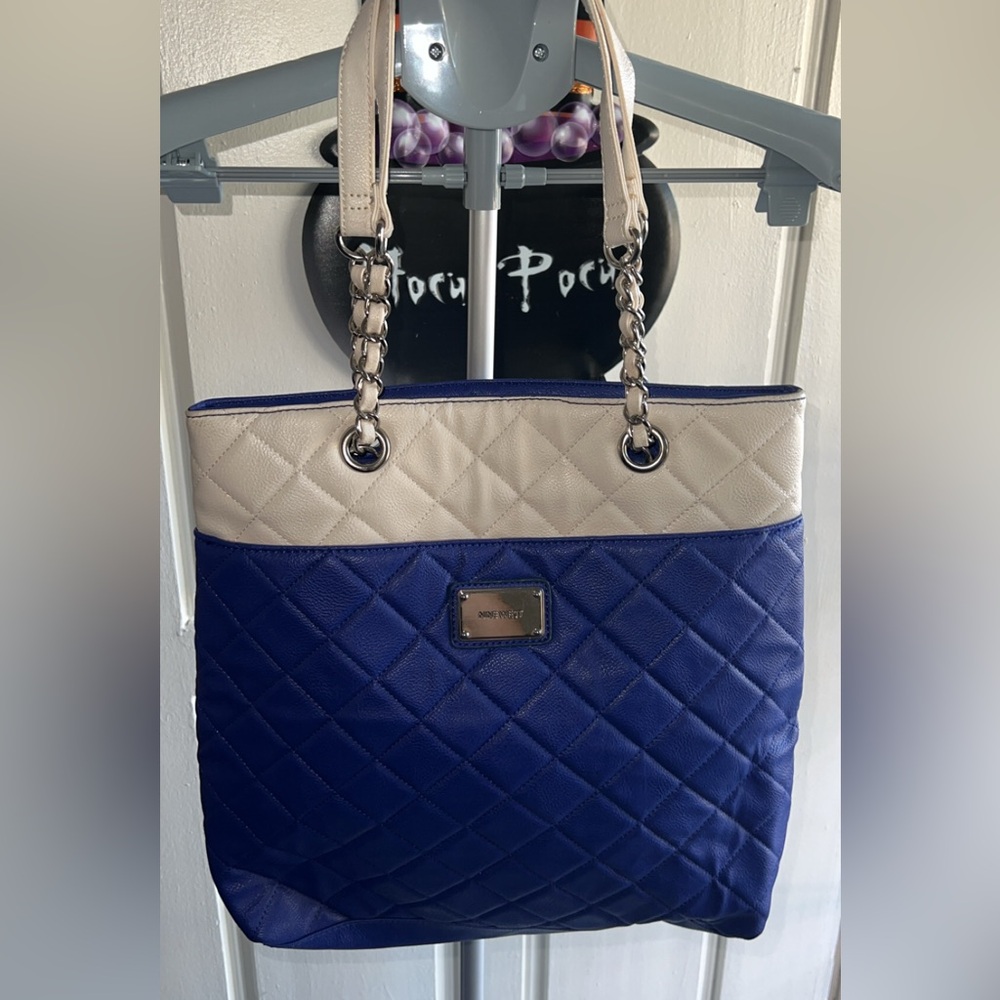 Nine West Blue Quilted Tote Bag